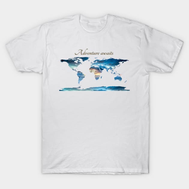 Worldmap - adventure awaits T-Shirt by Aurealis